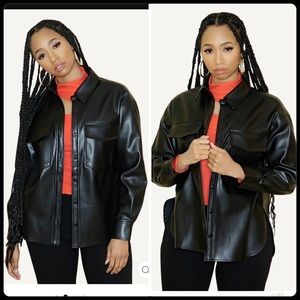 Vegan leather shirt top